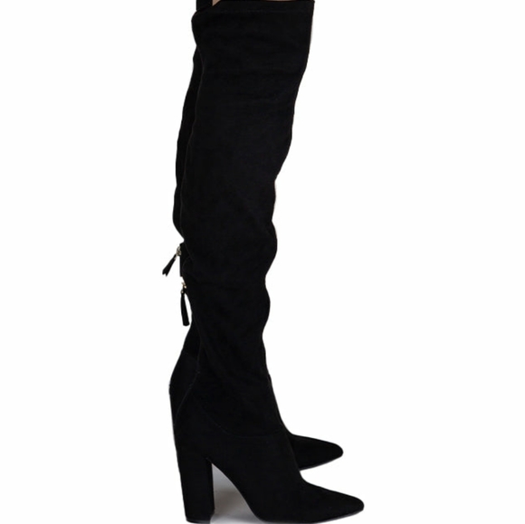 Qupid Signal-145X Black Stretch Suede Pu size 8 NWB - Picture 4 of 6